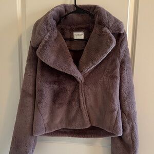 Abercrombie & Fitch Plush Teddy Jacket in Taupe
